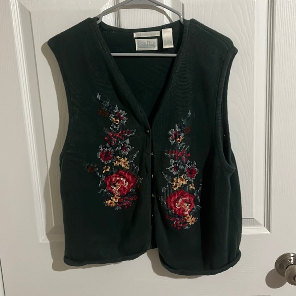 Hand embroidered floral vest